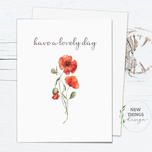 Heb een mooie dag aquarel kaart | Waterverf bloemenkaart | Aquarel klaprozen | Notitiekaart | A2 wenskaart