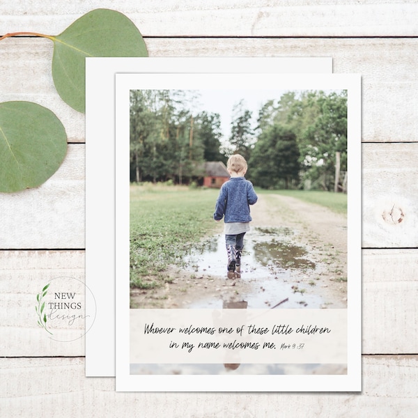 Welcomes a Child Card | Adoption card | Foster care card | Scripture encouragement card | A2 greeting card