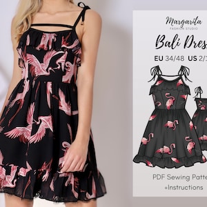 Dress Sewing Pattern For Women Summer Dress Pattern 8 sizes Bali Dress Pattern For Women Digital Sewing Pattern PDF Sewing Pattern