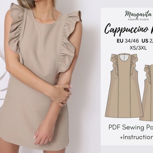 Dress Sewing Pattern For Women - Cappuccino Dress XS-3XL PDF Sewing Pattern Digital Sewing Pattern A4/A0 format Summer Dress Pattern