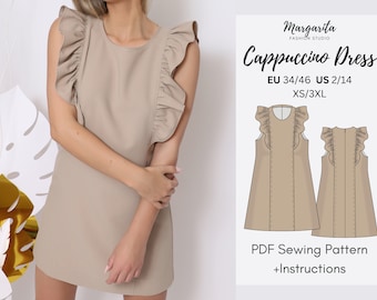 Dress Sewing Pattern For Women - Cappuccino Dress XS-3XL PDF Sewing Pattern Digital Sewing Pattern A4/A0 format Summer Dress Pattern