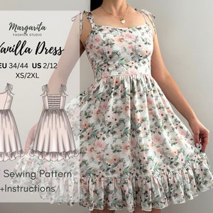 Dress Sewing Pattern For Woman / Vanilla Dress Pattern XS-3XL / Digital Sewing Pattern / PDF Sewing Woman Pattern / Summer Dress Pattern