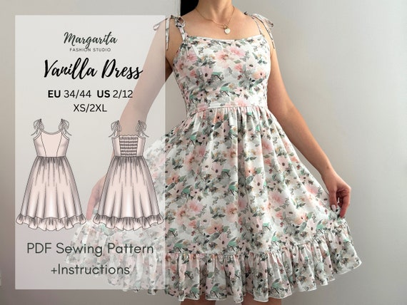 loreta様　BSリネンPグレー0 Dress Sewing Pattern for Woman / Vanilla Dress Pattern XS