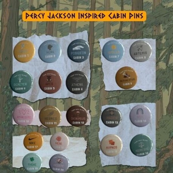 Demigod Camp Half Blood Badges || pins, badges percy jackson badges.