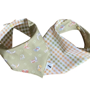 Western Dog Bandana, Cowboy, Rodeo, Checks, Reversible Dog Bandana