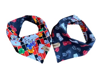 Casino Night Dog Bandana, Poker and Dice, Reversible Dog Bandana