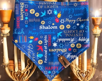 Hanukkah Reversible Dog Bandana