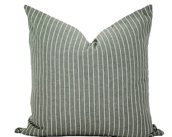 Evergreen | Designer Pillow Cover | Stripe Pillow | Farmhouse Pillow | Green Pillow | Fall Pillow | Holiday Pillow | Decorative Pillow Cover