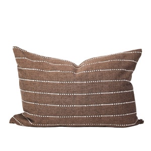 Silas | 14x20 inch Designer Striped Lumbar Pillow Cover, Neutral Pillow, Brown Pillow, Farmhouse Pillow, Decorative Pillow, Lumbar Pillow