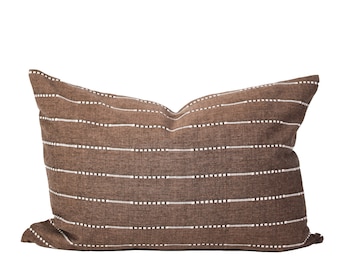 Silas / Copricuscino lombare a righe da 14x20 pollici, cuscino neutro, cuscino marrone, cuscino da fattoria, cuscino decorativo, cuscino lombare