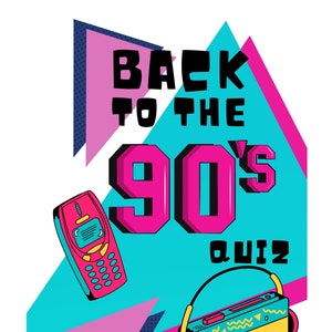 90s themed party game Printable, Back to the 90s trivia game, Trivia night, Trivia question quiz, 90s activities, A4 size PDF for printing