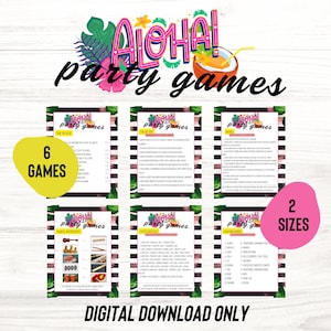 Luau Party Games Bundle, Printable Aloha Party Activities, Hawaiian Theme Party Games, Tropical Birthday Games, Fun Summer Tiki Party Trivia