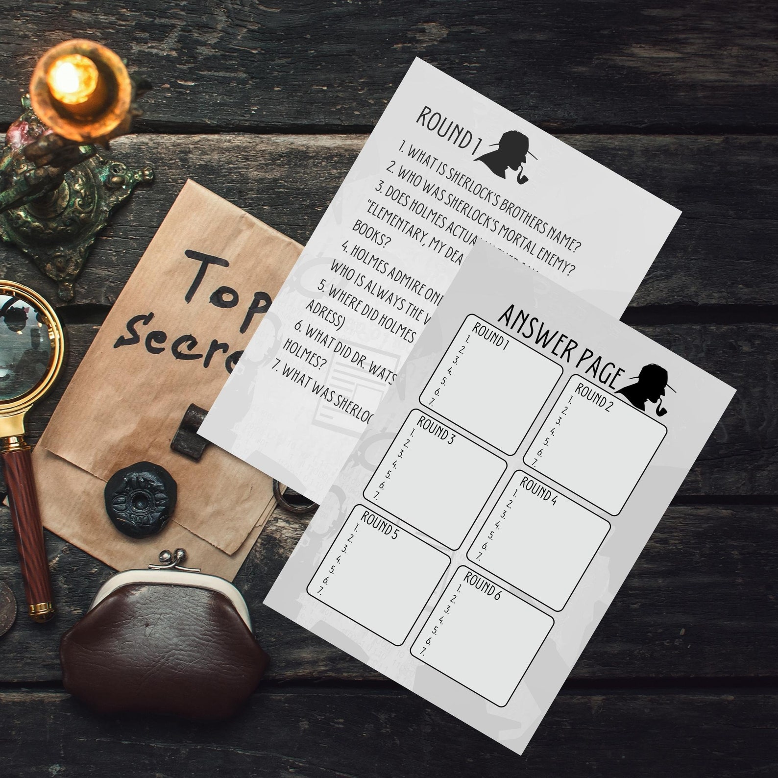 Printable Sherlock Holmes Party Game Questions and Answers, Sherlock