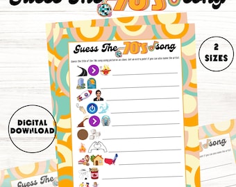 Guess The 70s Song Game: Printable Music Trivia (Digital Download)
