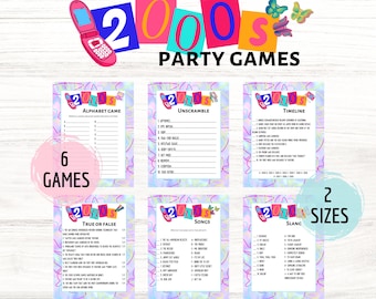 Paquete de juegos de fiesta de los años 2000: Trivia, música y jerga del Y2K (PDF imprimible)