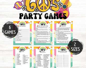 60s Party Games Bundle, Printable Hippie Birthday Party Activities, 1960s Party Games, Groovy Retro Party Games, 60s Trivia, 60s Theme Games