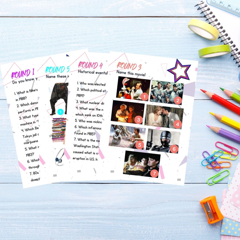 80s Themed Party Game Printable Back to the 80s Trivia Game - Etsy