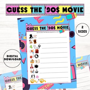 Guess The 90s Movie Game: Printable 90s Party Activity (Digital Download)
