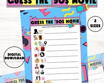 Guess The 90s Movie Game: Printable 90s Party Activity (Digital Download)