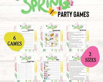 Spring Party Games Printable, Spring Theme Birthday Party Games Bundle, Spring Trivia Game, Springtime Party Activities for Kids and Adults