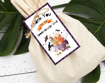 Halloween Theme Party Thank You Tags, Spooktacular Time Gift Tags, Printable Treat Bag Tags, Spooky Party Favors, Classroom Thank You Tags