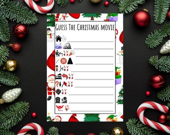 Printable CHRISTMAS MOVIE PICTIONARY game, Recognize Christmas movie, Holiday party game, Kids game, Christmas game for family, Party favors