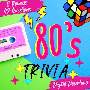 80s Themed Party Game, Printable Back to The 80s Trivia, Trivia night, Trivia Question Quiz, 80s Theme Party Activities, Instant Download