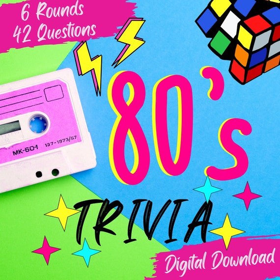80s Themed Party Game, Printable Back to The 80s Trivia, Trivia night, Trivia Question Quiz, 80s Theme Party Activities, Instant Download