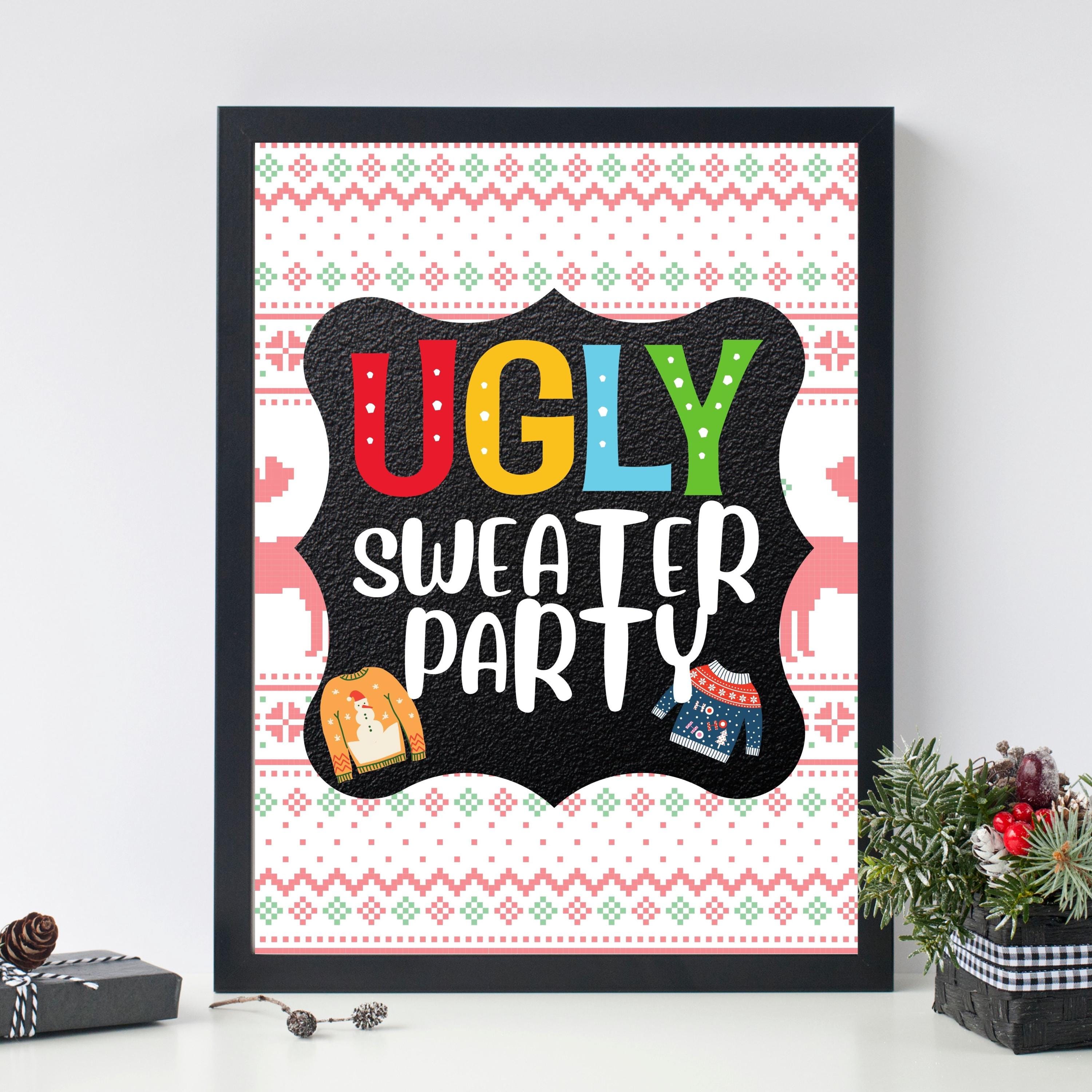 Printable Ugly Christmas Sweater Party Decor Bundle, Ugly Sweater Party