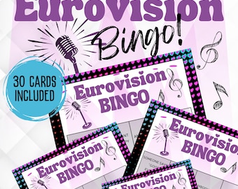 Eurovision Bingo Game: 30 Unique Cards, Fun Party Activity (Digital Download)