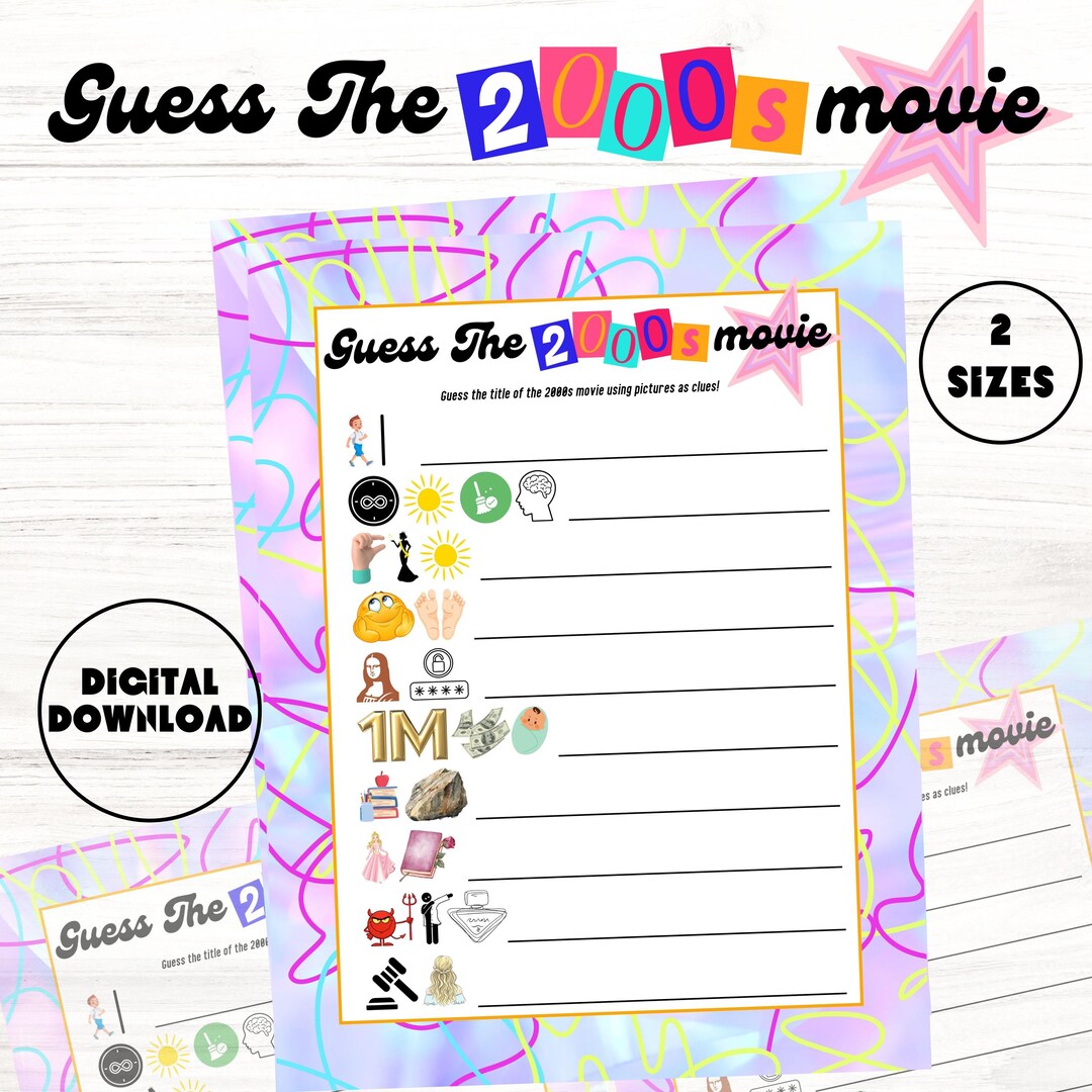 2000s Movie Trivia Party Game: Y2K Pictionary (PDF Download) - Etsy
