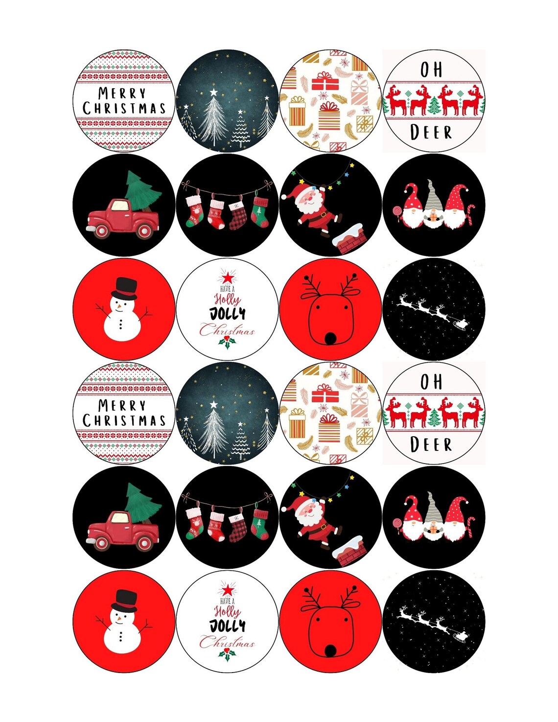 Printable Christmas CUPCAKE TOPPERS 12 Different Designs - Etsy