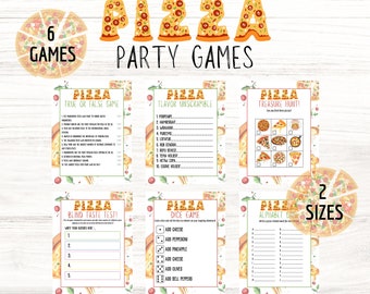 Giochi per feste di pizza stampabili, pacchetto di giochi per feste a tema pizza, attività di compleanno di pizza per bambini, giochi di compleanno di pizza per bambini, curiosità sulla pizza