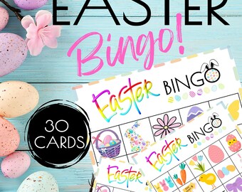 Easter Bingo Cards Printable, Spring Birthday Party Bingo Game, Easter Kids Activity, Family Game Night Bingo, Easter Classroom Bingo Game