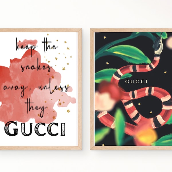 Gucci Print Set. Set of Two Digital Art Prints. Fashion Wall Art. Trendy Digital Wall Art. Set of Digital Wall Prints. Gucci Wall Art.