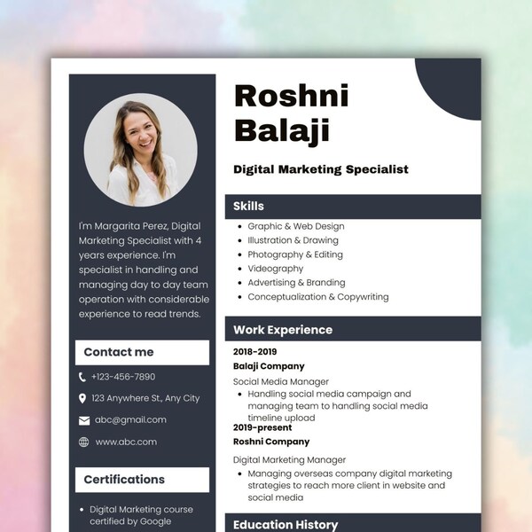 Editable Professional CV Resume Template Microsoft Word and Canva | Resume Template Word + Canva Link | Instant Download