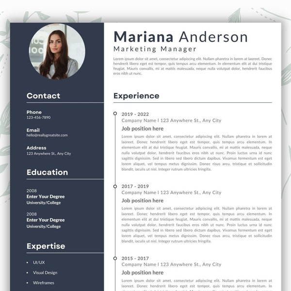 Editable Professional Resume Template Microsoft Word or Canva  | Resume Template Word + Canva Link | Instant Download