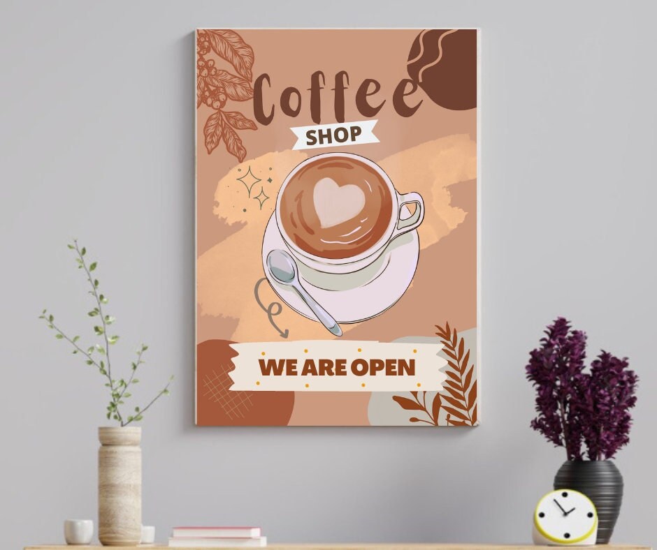 Coffee Shop Poster, Restaurant Wall Art, Coffee Shop Wall Art, PNG File
