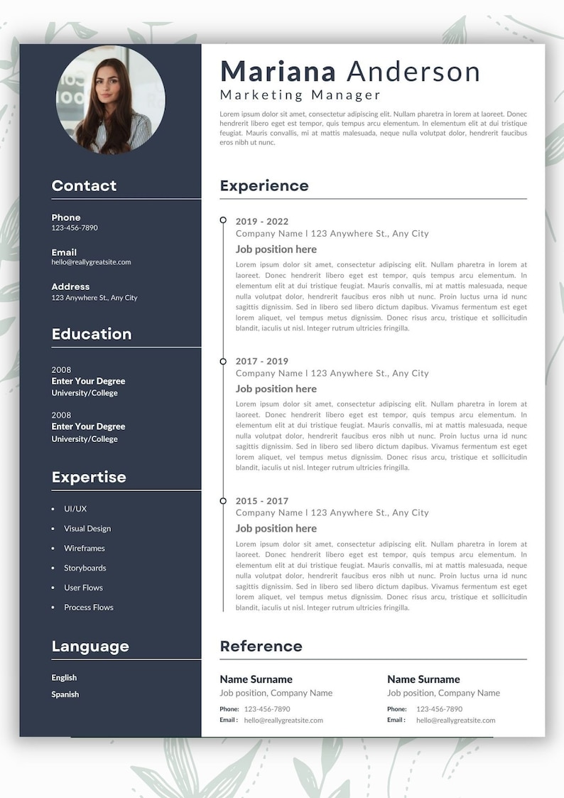 Editable Professional Resume Template Microsoft Word or Canva Resume ...