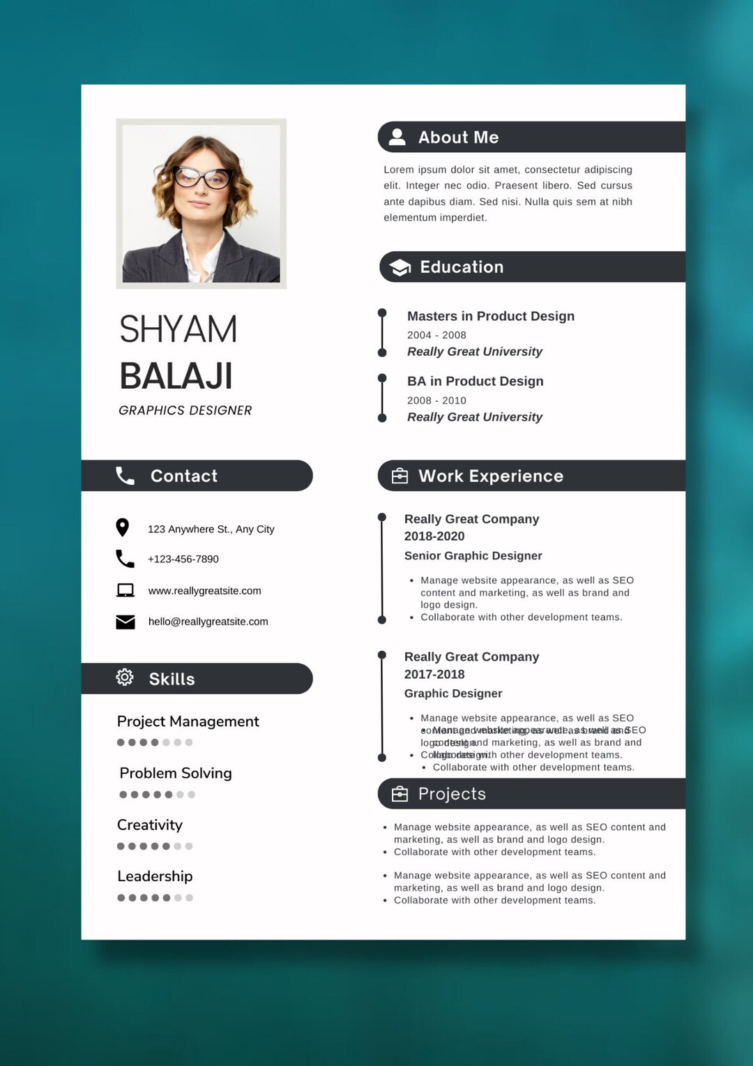 Editable Professional CV Resume Template Microsoft Word or Canva Resume