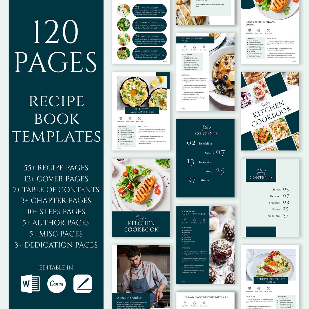 Editable Family Recipe Cookbook Template in Canva, Mac Pages and MS ...