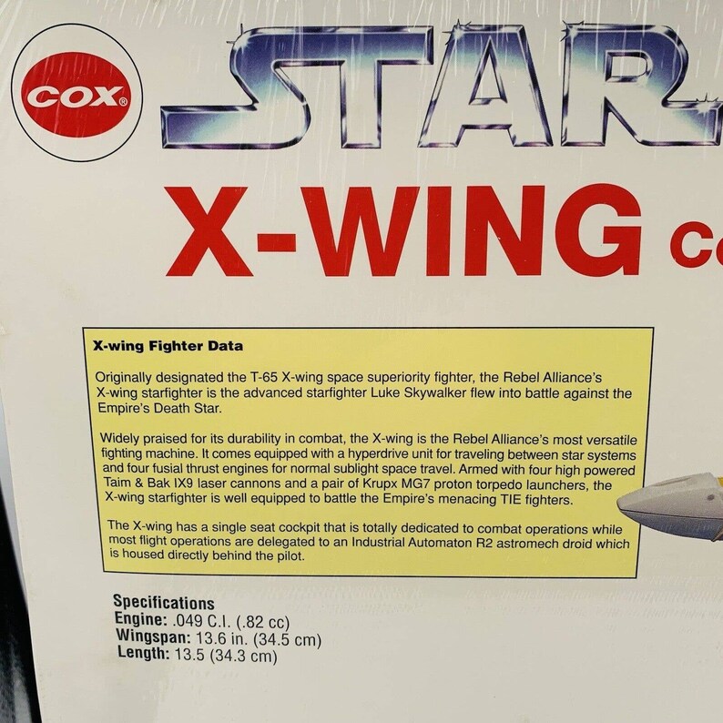 Vintage 1997 Star Wars Cox Xwing Control Line Fighter Factory Sealed