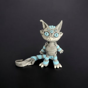 Eerie Cat with Movable Joints 3D Printed Articulated Figure Creepy Ghostly Haunting Macabre Animal Desk Sculpture Cat Person Gift