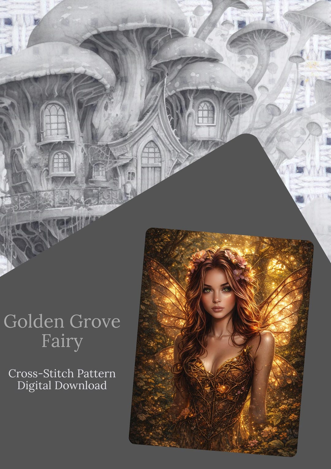Golden Grove Fairy Cross Stitch Pattern | Enchanted Forest Portrait ...