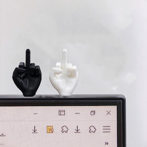 Funny Middle Finger Monitor Buddy,Novelty 3D Printed Screen Topper Office Gift,Cute Desk Ornament for Computer Monitor Top,Funny Gag Gift