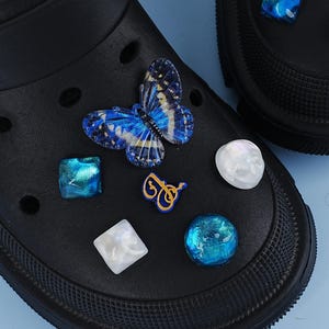 Fairy Simulation Butterfly Shoe Buckle,Sparkling Water Ripple Shoe Buckle,Fancy Shoe Ornament,Insects Charm for Shoes,Shoe Charm with Letter
