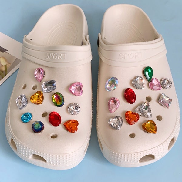 Fancy Colorful Glass Rhinestone Shoe Charms,Fashion Geometric Rhinestone Shoe Buckles,DIY Sandals Jewelry Charms Set,Shoe Accessories,Gift