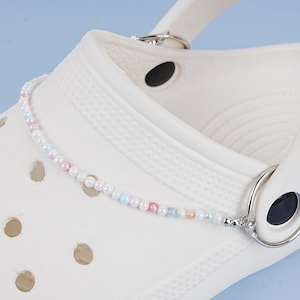Mini Colorful Pearl Beaded Shoe Charms Chain,2pcs Pearl Chain Shoe Charms,Unique Shoe Decor,Elegant Shoe Buckles Chain,DIY Shoe Accessories