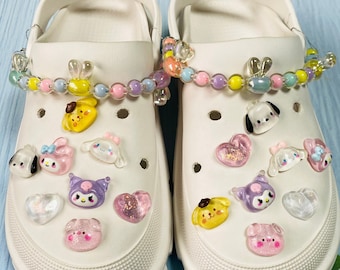 Cute Cartoon Shoe Buckles Set with Chain,Crystal Animal Shoe Charms,Resin Shoe Buckle,Girlish Shoe Charm,DIY Shoe Accessories,Gift for Her