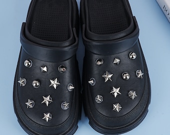 Juego de adornos para zapatos con forma de estrella de metal plateado, decoración para zapatos estilo punk, hebillas para zapatos con remaches y pinchos, hebillas únicas para zapatos sin zapato, accesorios para zapatos DIY, regalo